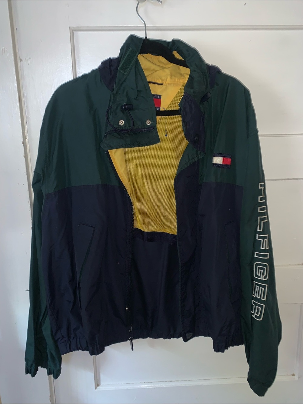 Tommy Hilfiger Green, Navy & Yellow Men's Windbreaker Jacket